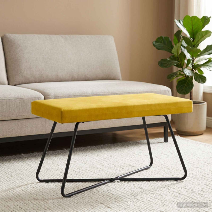 bancă Galben 80 x 40 x 45 cm Catifea WALTI