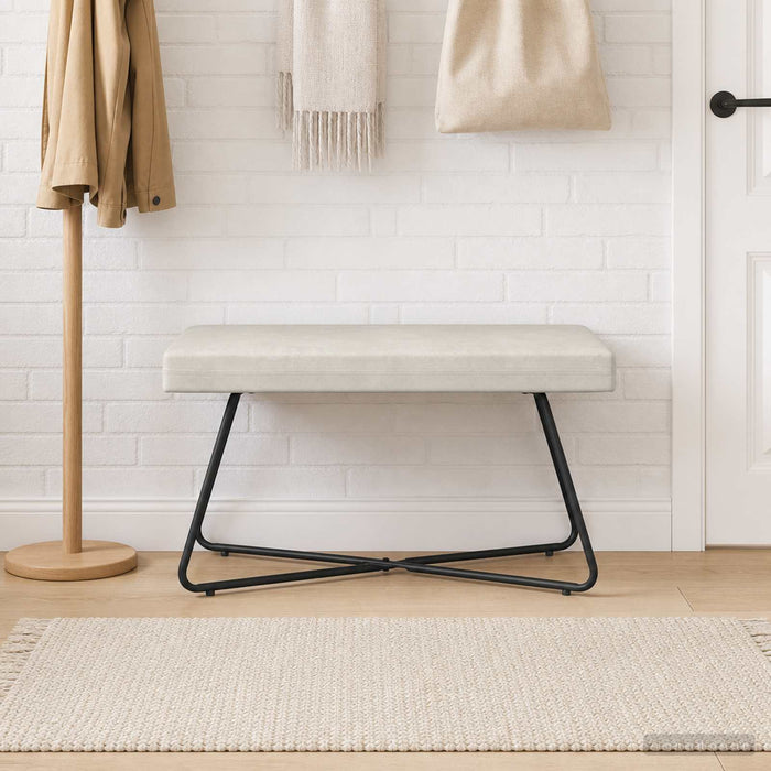 bancă Crem 80 x 40 x 45 cm Catifea WALTI