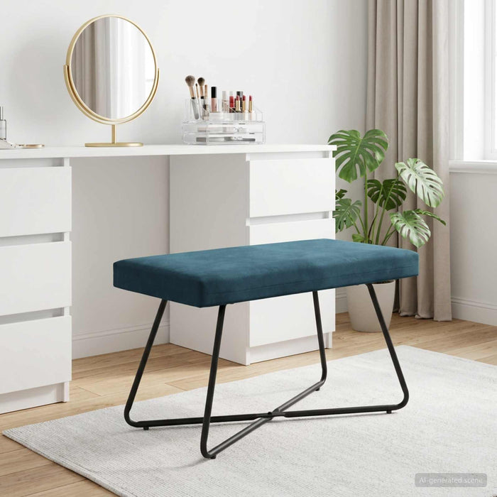 bancă albastru 80 x 40 x 45 cm Catifea WALTI