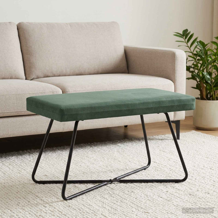 bancă Verde Mării 80 x 40 x 45 cm Catifea WALTI