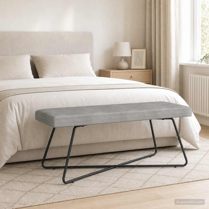 bancă Gri deschis 110 x 40 x 45 cm Catifea WALTI