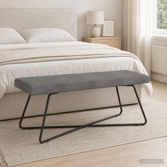 bancă Gri închis 110 x 40 x 45 cm Catifea WALTI