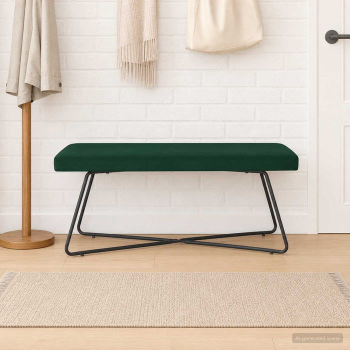 bancă Verde închis 110 x 40 x 45 cm Catifea WALTI