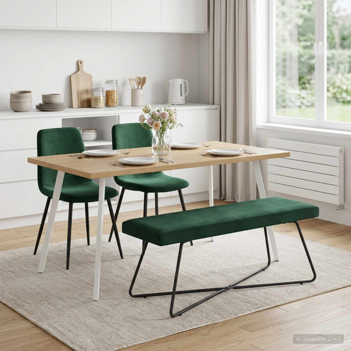 bancă Verde închis 110 x 40 x 45 cm Catifea WALTI