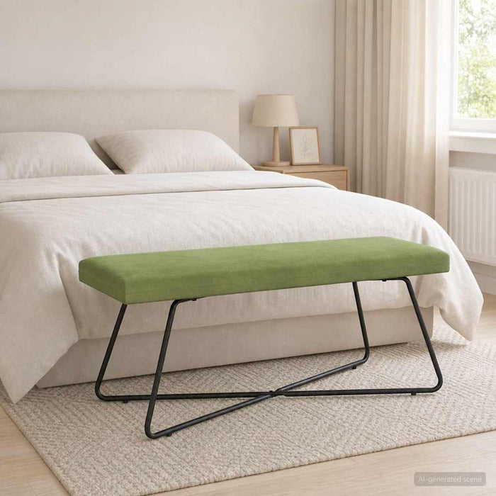 bancă Verde deschis 110 x 40 x 45 cm Catifea WALTI
