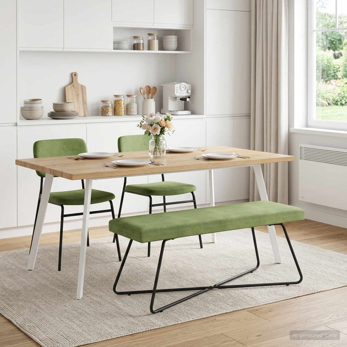 bancă Verde deschis 110 x 40 x 45 cm Catifea WALTI