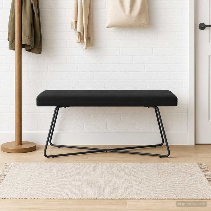 bancă Negru 110 x 40 x 45 cm Catifea WALTI