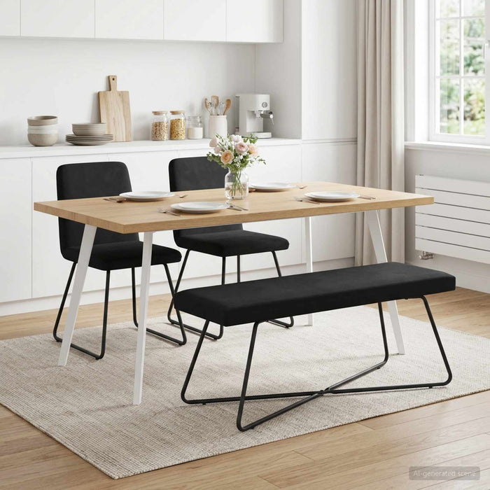 bancă Negru 110 x 40 x 45 cm Catifea WALTI