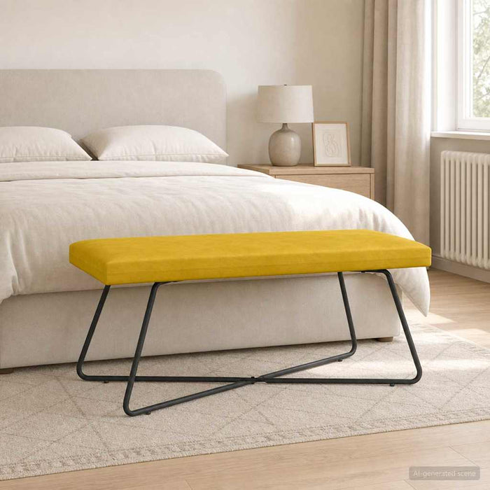 bancă Galben 110 x 40 x 45 cm Catifea WALTI
