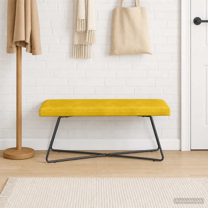 bancă Galben 110 x 40 x 45 cm Catifea WALTI