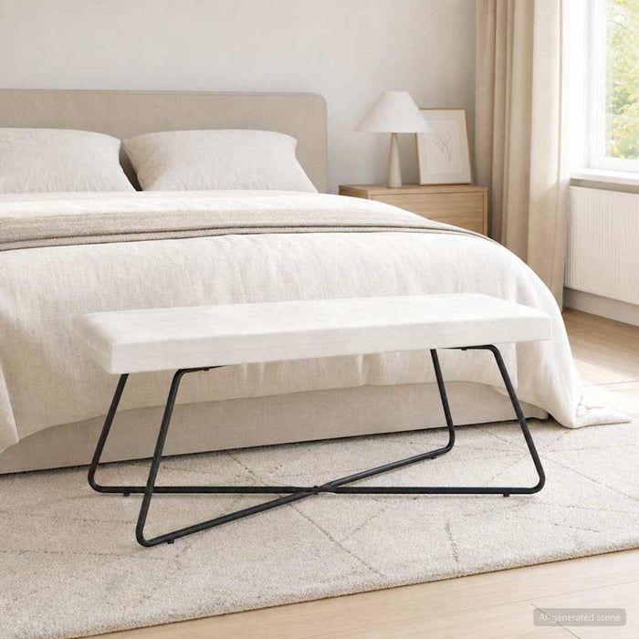 bancă Crem 110 x 40 x 45 cm Catifea WALTI