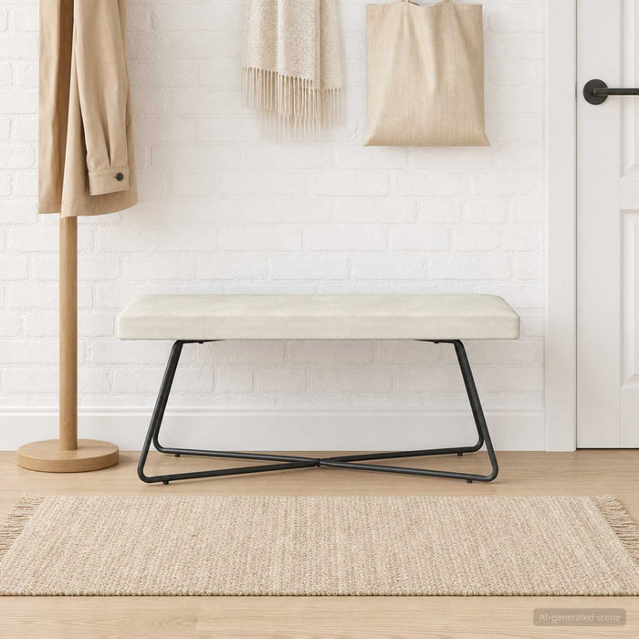 bancă Crem 110 x 40 x 45 cm Catifea WALTI