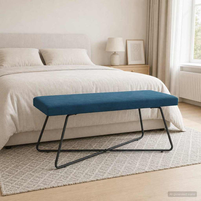 bancă albastru 110 x 40 x 45 cm Catifea WALTI