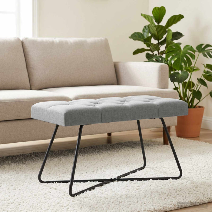 Bancă cu butoane capitonate Gri deschis 80 x 40 x 46 cm - WALTI WALTI