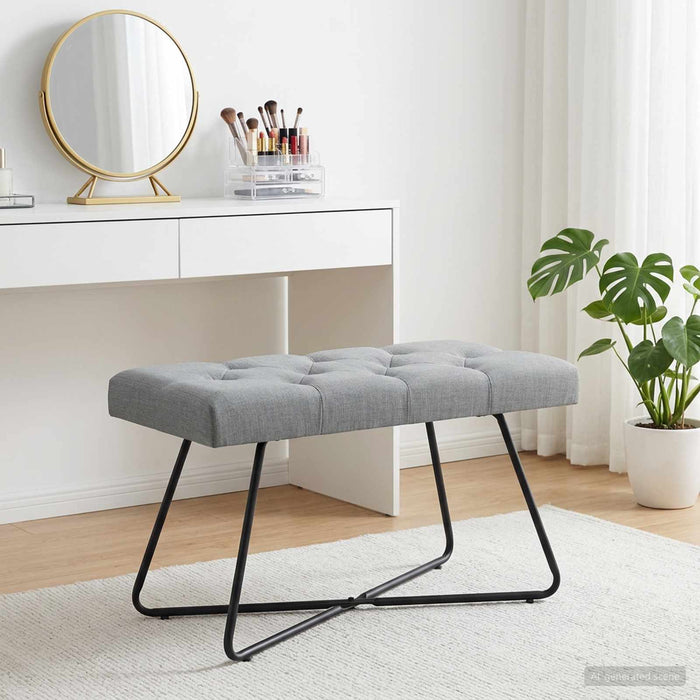 Bancă cu butoane capitonate Gri deschis 80 x 40 x 46 cm - WALTI WALTI