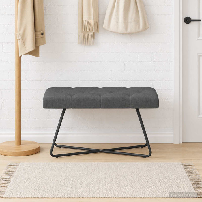 Bancă cu butoane capitonate Gri închis 80 x 40 x 46 cm Țesătură - WALTI WALTI