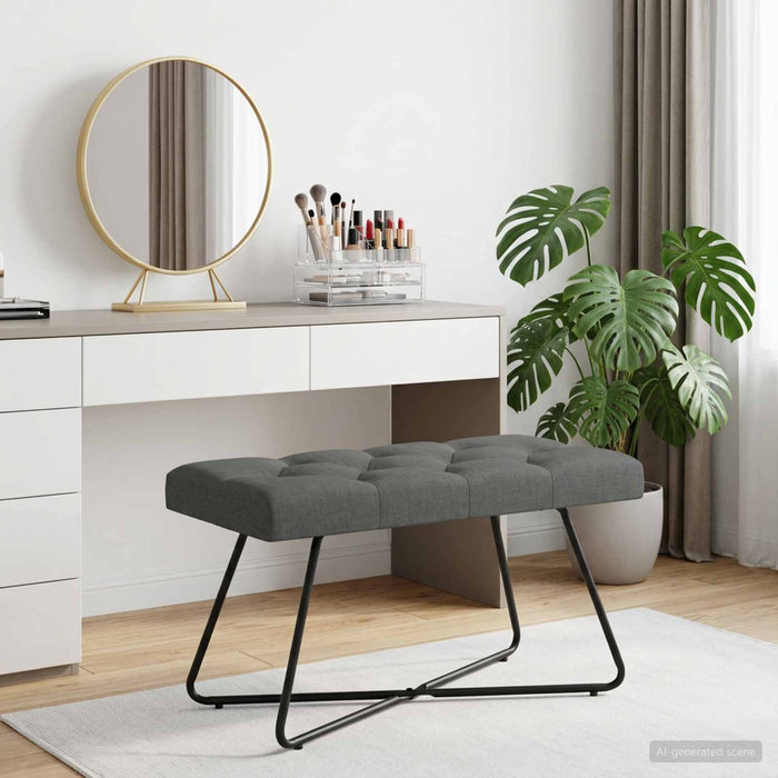 Bancă cu butoane capitonate Gri închis 80 x 40 x 46 cm Țesătură - WALTI WALTI