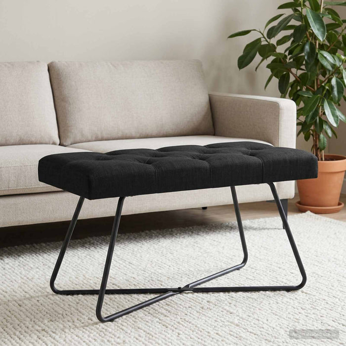 Bancă cu butoane capitonate Negru 80 x 40 x 46 cm Țesătură - WALTI WALTI