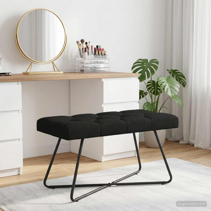 Bancă cu butoane capitonate Negru 80 x 40 x 46 cm Țesătură - WALTI WALTI