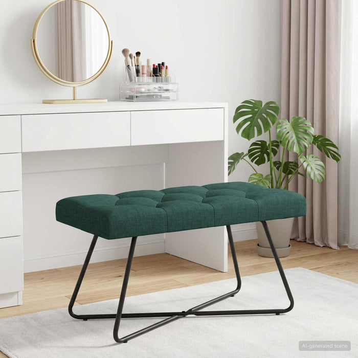Bancă cu butoane capitonate Verde închis 80 x 40 x 46 cm - WALTI WALTI