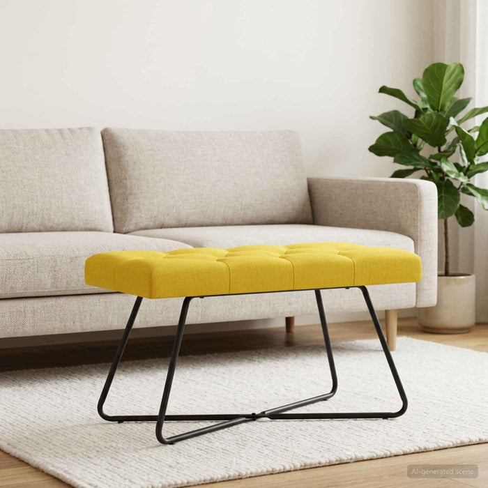 Bancă cu butoane capitonate Galben Deschis 80 x 40 x 46 cm - WALTI WALTI