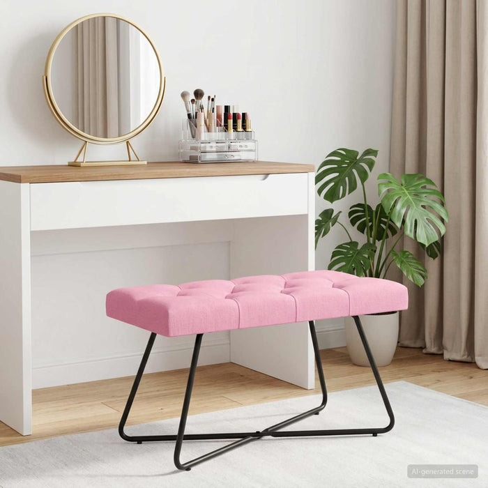 Bancă cu butoane capitonate Roz 80 x 40 x 46 cm Țesătură - WALTI WALTI