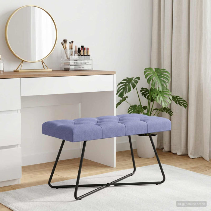 Bancă cu butoane capitonate Albastru Jeans 80 x 40 x 46 cm - WALTI WALTI