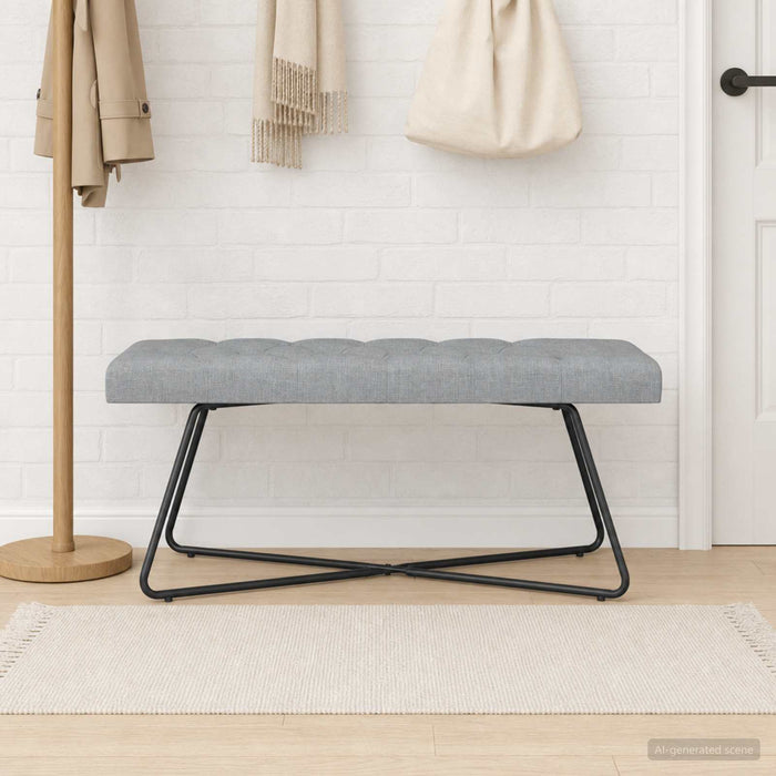 Bancă cu butoane capitonate Gri deschis 110 x 40 x 46 cm - WALTI WALTI