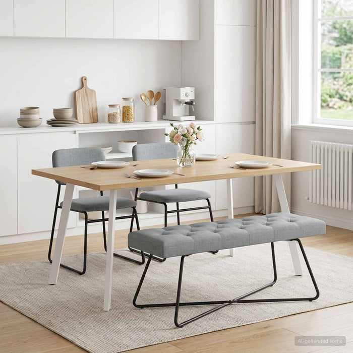 Bancă cu butoane capitonate Gri deschis 110 x 40 x 46 cm - WALTI WALTI