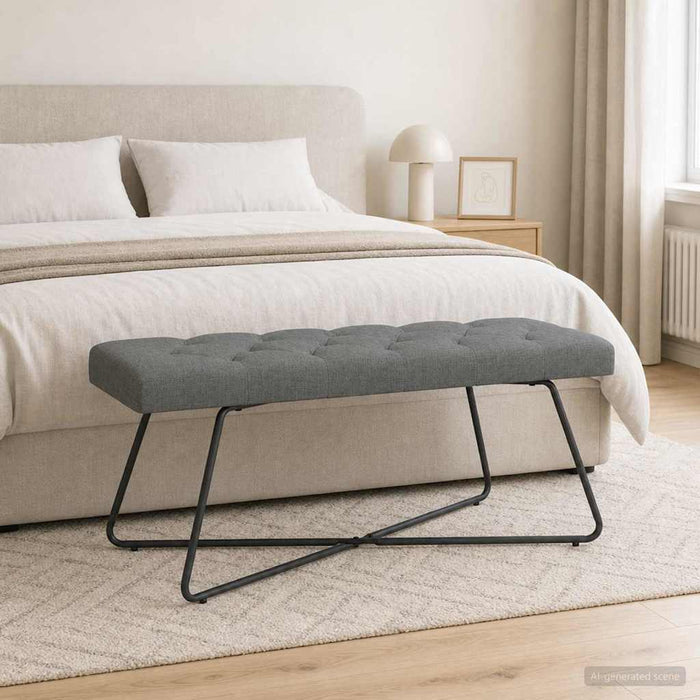 Bancă cu butoane capitonate Gri închis 110 x 40 x 46 cm - WALTI WALTI