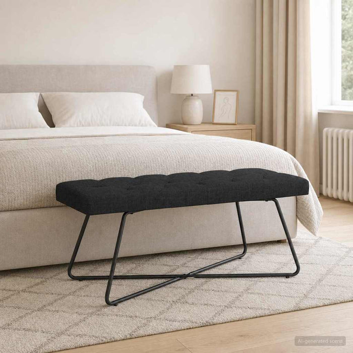 Bancă cu butoane capitonate Negru 110 x 40 x 46 cm Țesătură - WALTI WALTI