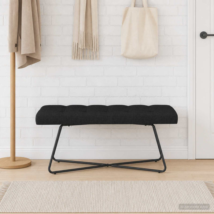Bancă cu butoane capitonate Negru 110 x 40 x 46 cm Țesătură - WALTI WALTI