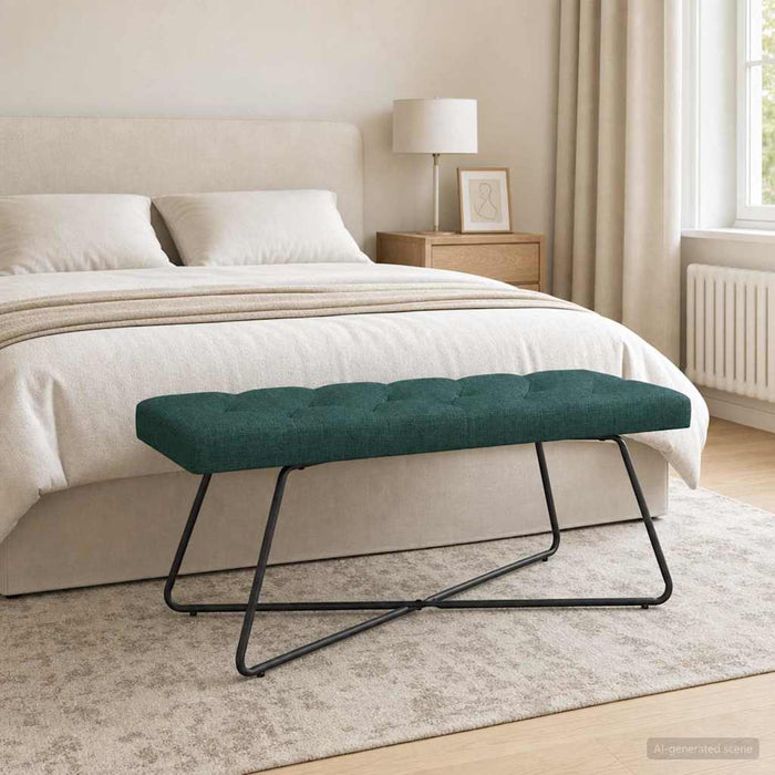 Bancă cu butoane capitonate Verde închis 110 x 40 x 46 cm - WALTI WALTI