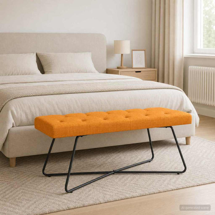 Bancă cu butoane capitonate Galben Întunecat 110 x 40 x 46 cm - WALTI WALTI