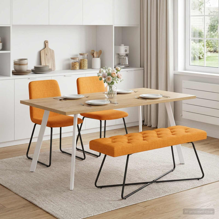 Bancă cu butoane capitonate Galben Întunecat 110 x 40 x 46 cm - WALTI WALTI