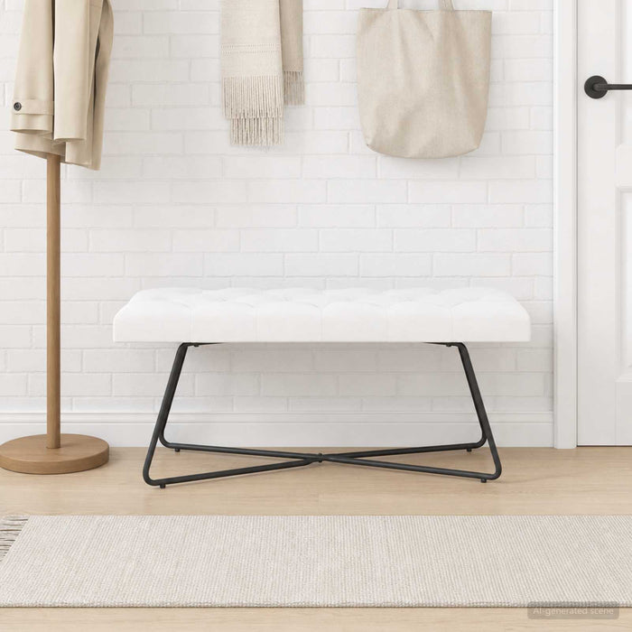 Bancă cu butoane capitonate Alb 110 x 40 x 46 cm Țesătură - WALTI WALTI