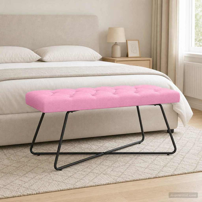 Bancă cu butoane capitonate Roz 110 x 40 x 46 cm Țesătură - WALTI WALTI