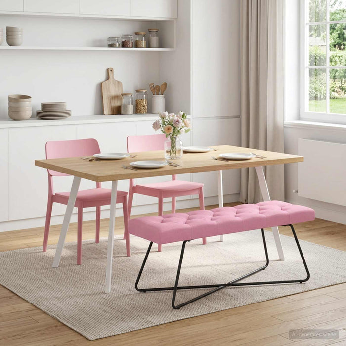 Bancă cu butoane capitonate Roz 110 x 40 x 46 cm Țesătură - WALTI WALTI