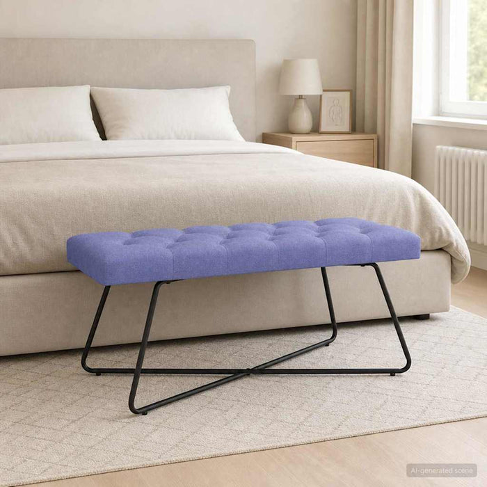 Bancă cu butoane capitonate Albastru Jeans 110 x 40 x 46 cm - WALTI WALTI