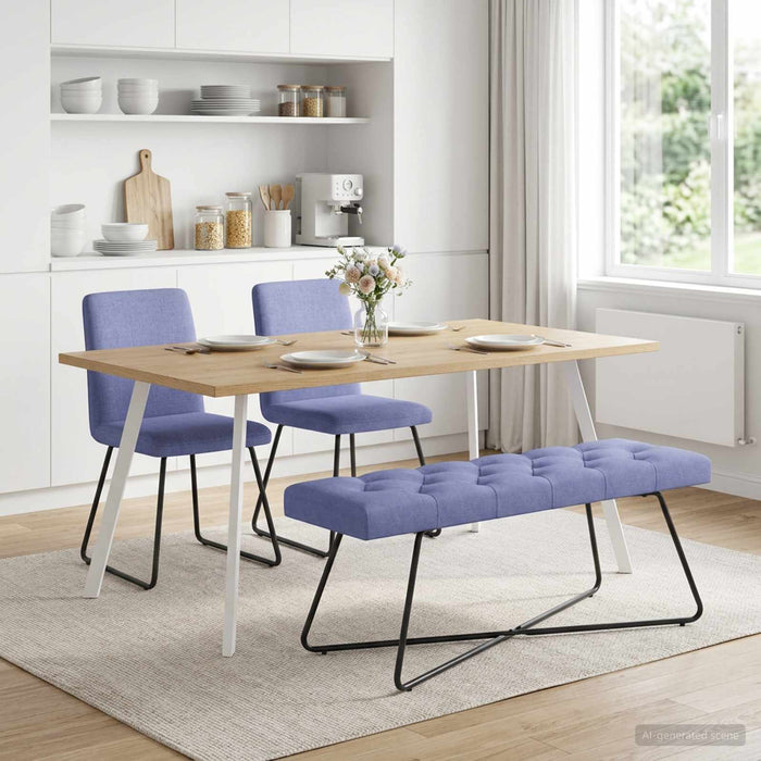 Bancă cu butoane capitonate Albastru Jeans 110 x 40 x 46 cm - WALTI WALTI