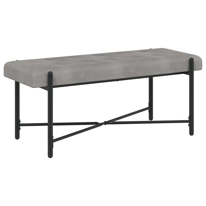 Bancă cu butoane și perne Gri deschis 110 x 40 x 46 cm Catifea WALTI