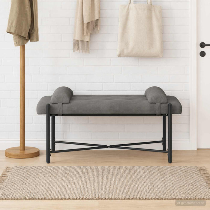 Bancă cu butoane și perne Gri închis 110 x 40 x 46 cm Catifea - WALTI WALTI