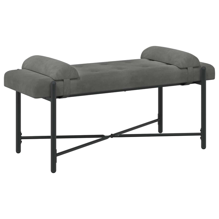 Bancă cu butoane și perne Gri închis 110 x 40 x 46 cm Catifea WALTI