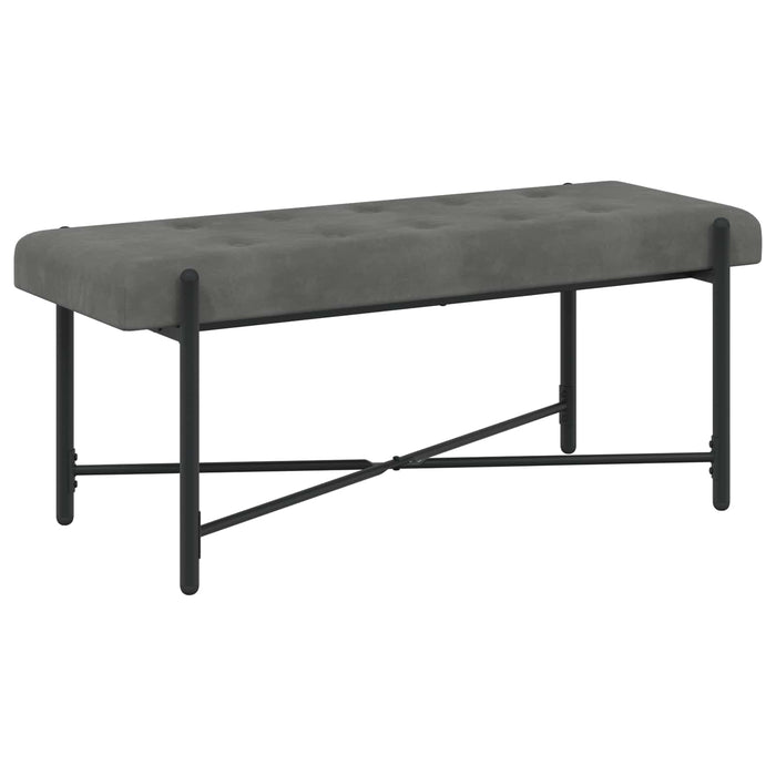 Bancă cu butoane și perne Gri închis 110 x 40 x 46 cm Catifea WALTI