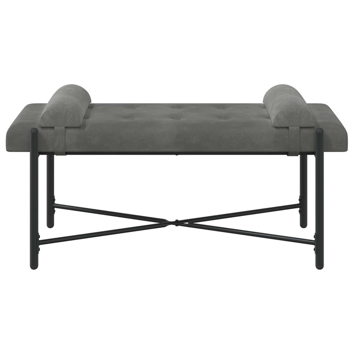 Bancă cu butoane și perne Gri închis 110 x 40 x 46 cm Catifea WALTI