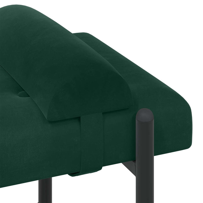 Bancă cu butoane și perne Verde închis 110 x 40 x 46 cm Catifea WALTI