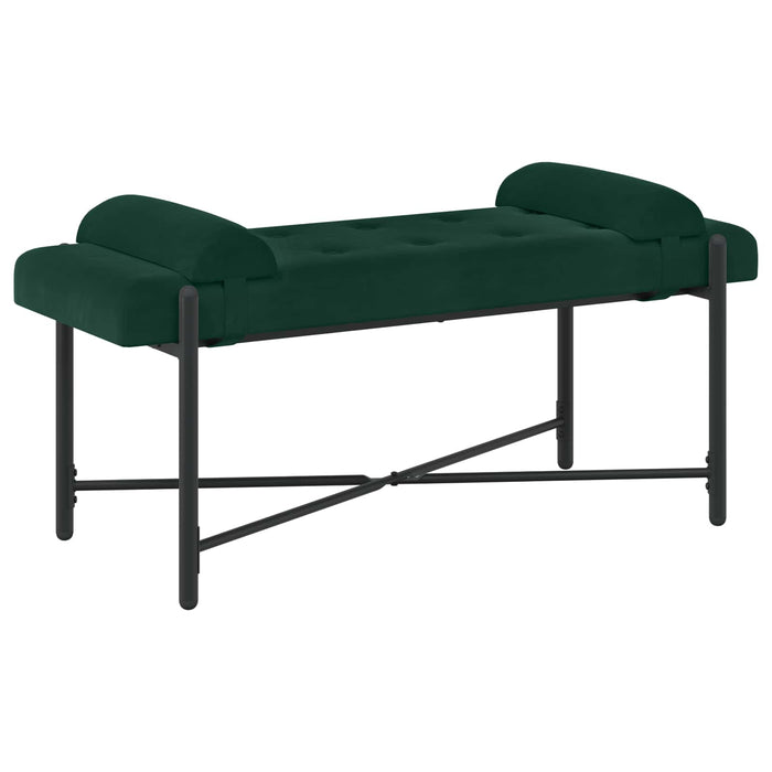 Bancă cu butoane și perne Verde închis 110 x 40 x 46 cm Catifea WALTI