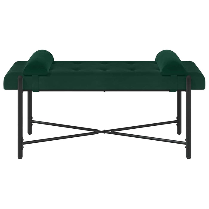 Bancă cu butoane și perne Verde închis 110 x 40 x 46 cm Catifea WALTI