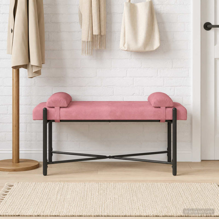 Bancă cu butoane și perne Roz 110 x 40 x 46 cm Catifea WALTI