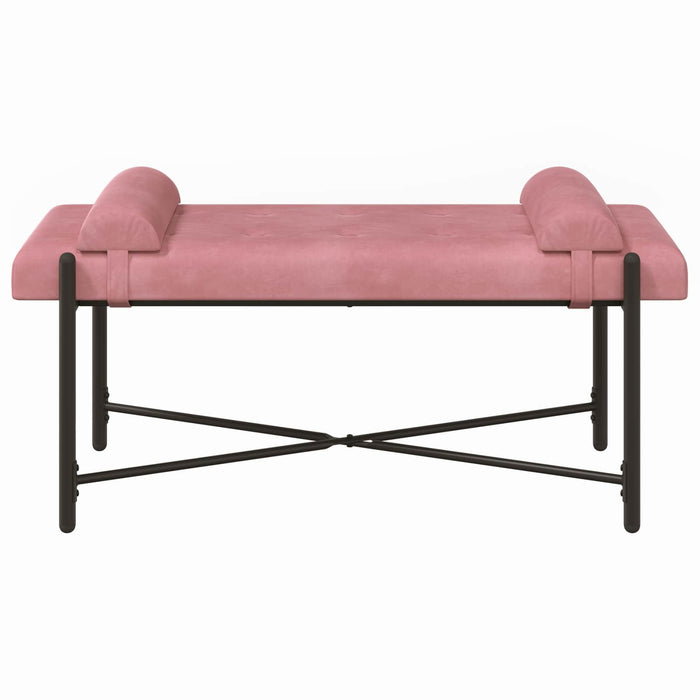 Bancă cu butoane și perne cu pernă Roz 110 x 40 x 46 cm Catifea WALTI